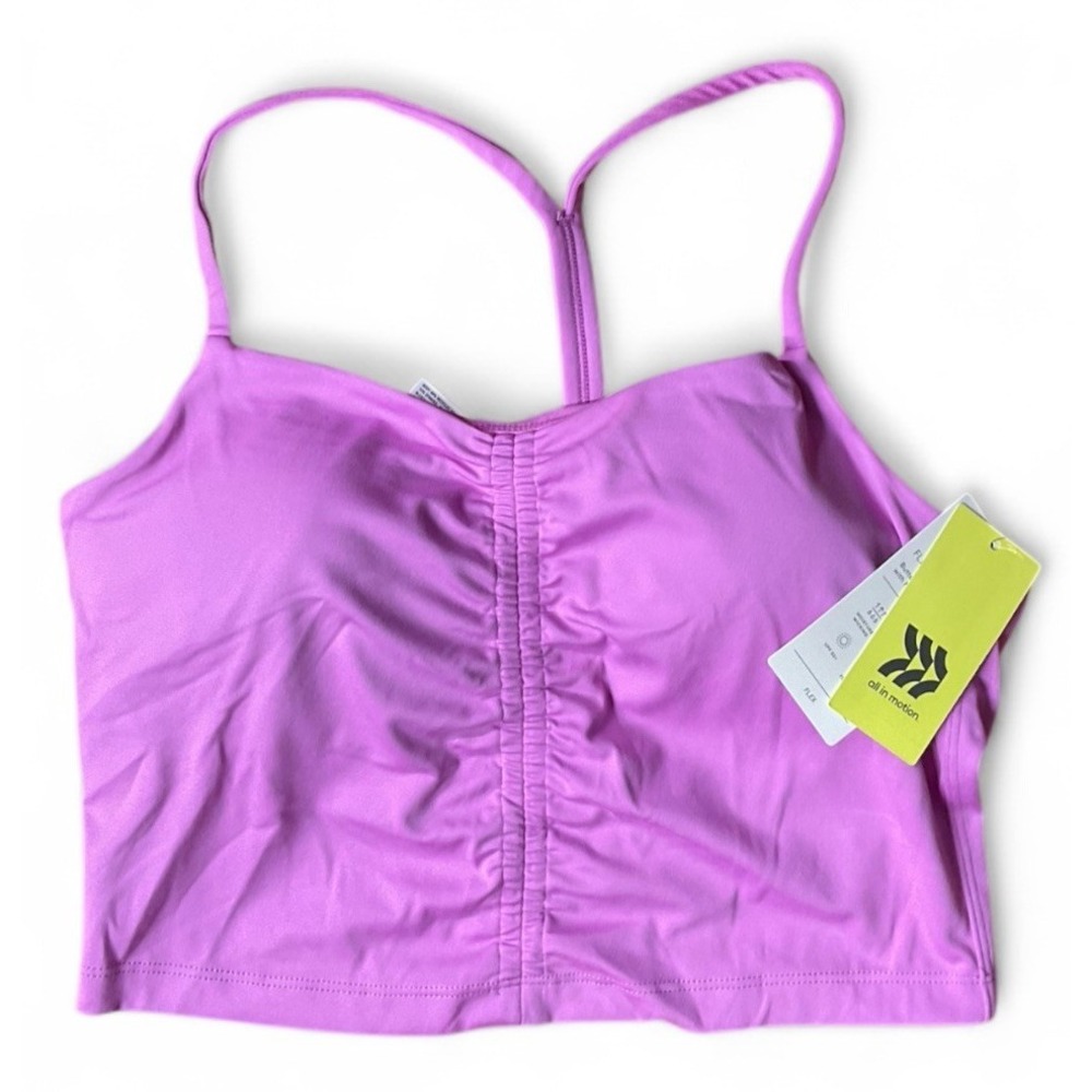All In Motion Ruched Hot Pink Racerback Crop Top Tank Women's M NWT